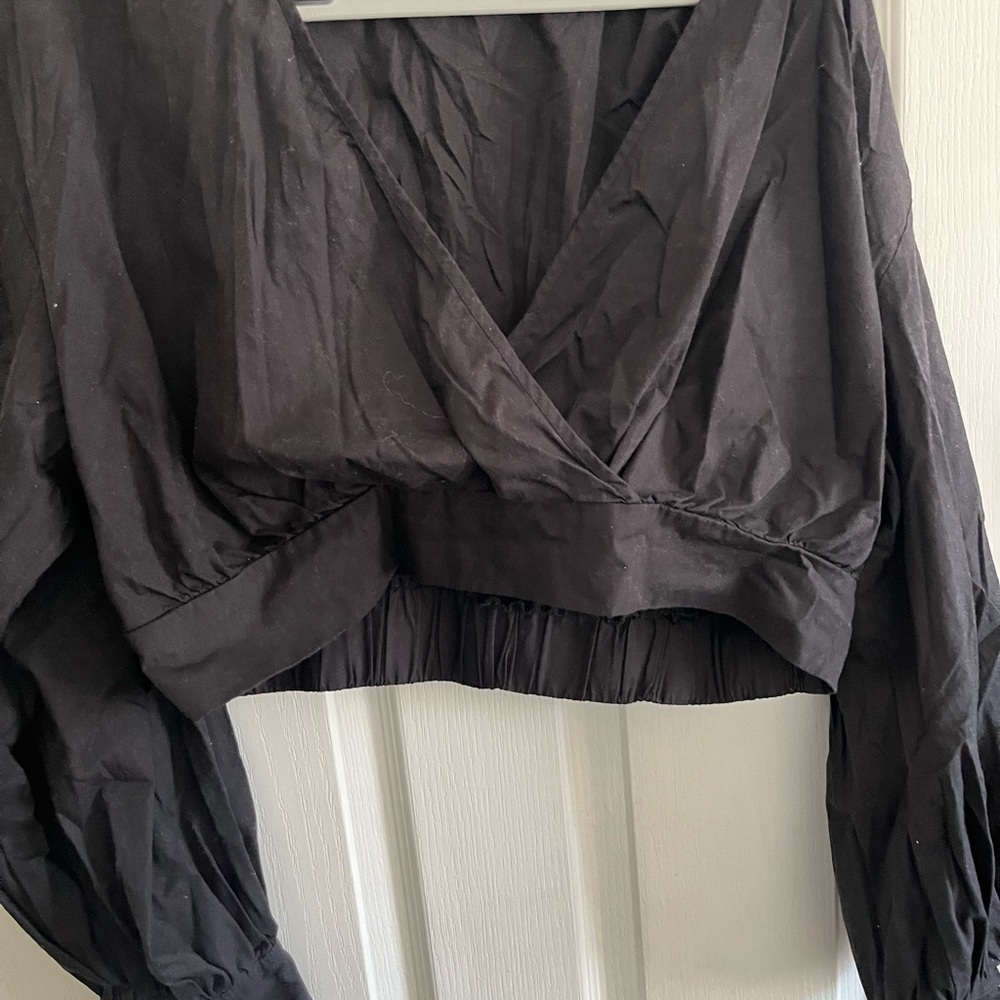 SHEIN Black Wrap Blouse